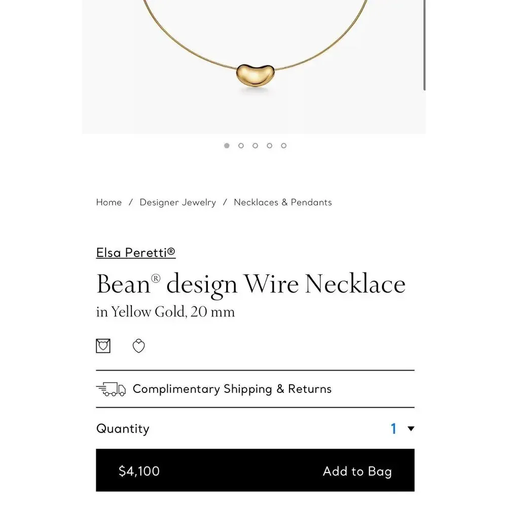 Vintage Tiffany & Co. Silver Elsa Peretti LARGE Bean Wire Hook Necklace Choker - Picture 7 of 7